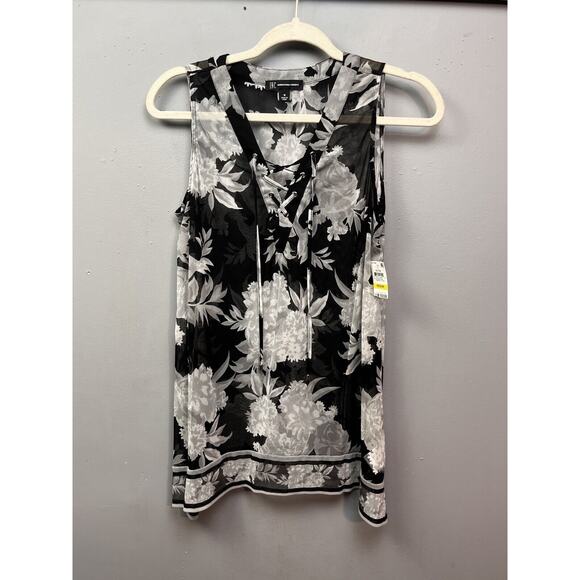 faith and Joy by Monteau Top Womens PS Petite Blue Keyhole neck Sleeveless NEW - Picture 1 of 9